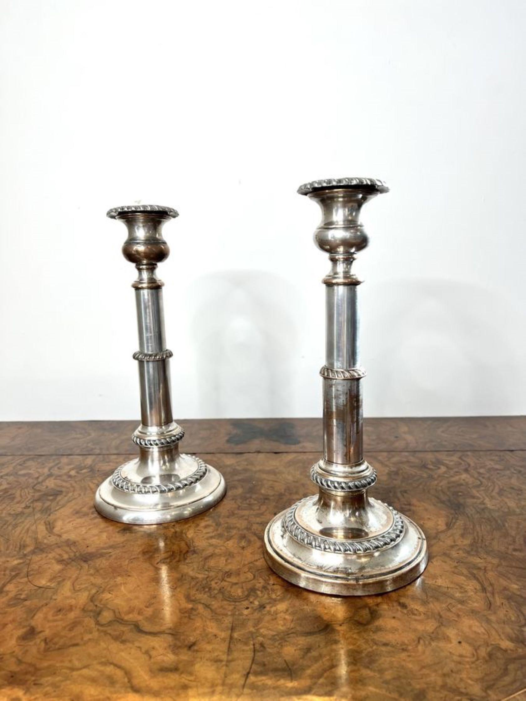 19th Century Pair of antique George III telescopic candlesticks  For Sale