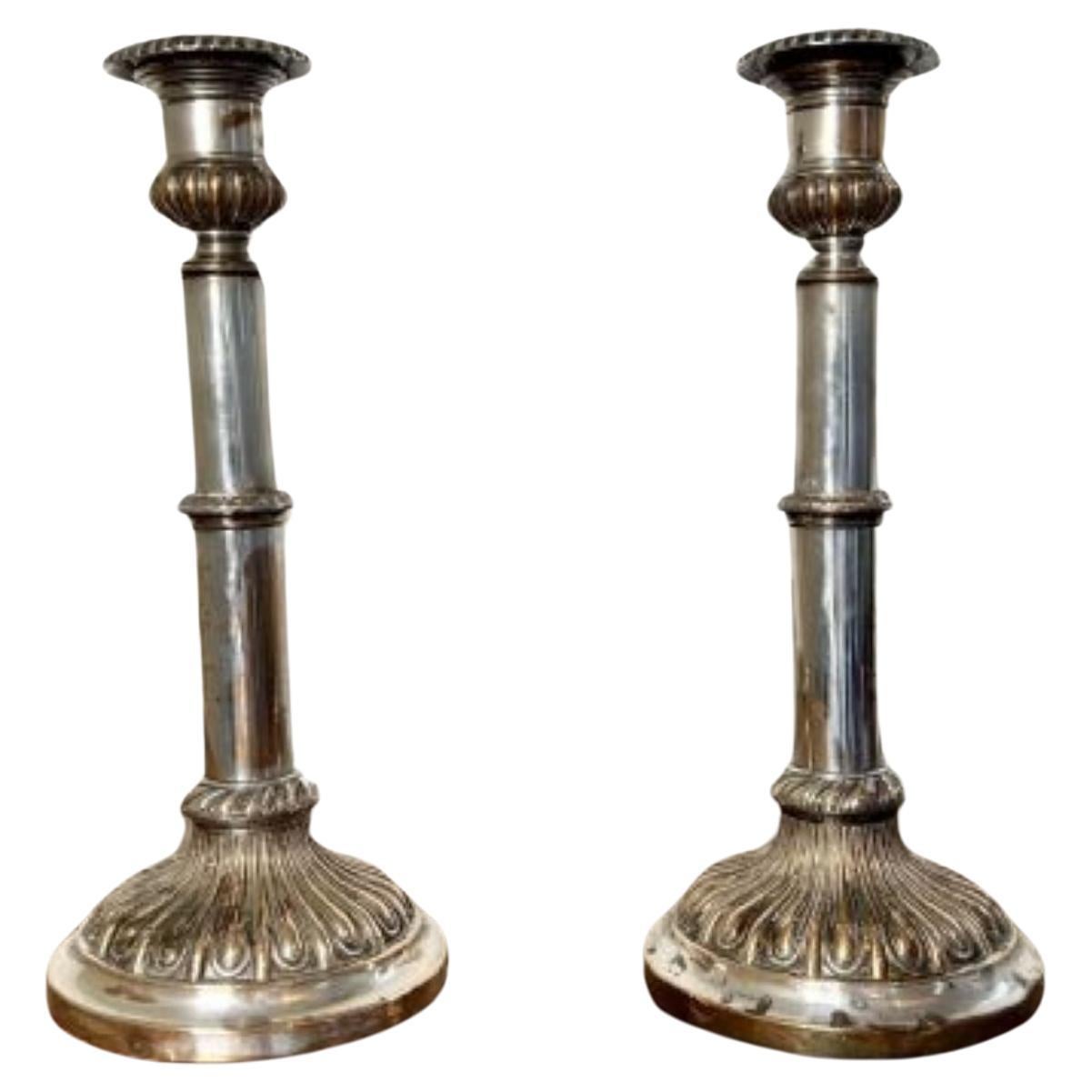 Pair of antique George III telescopic candlesticks  For Sale