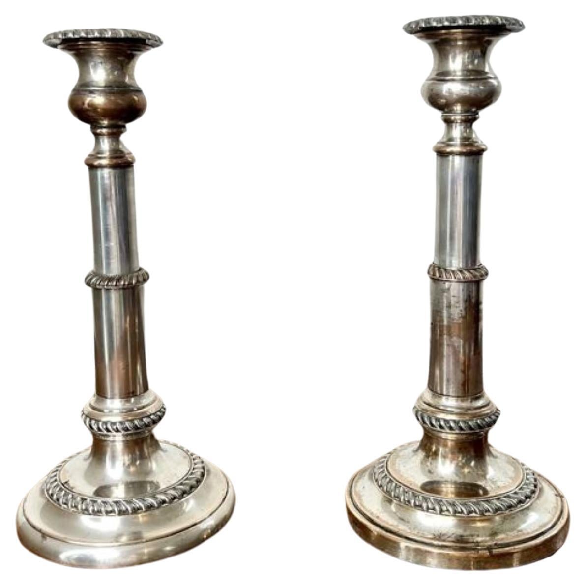 Pair of antique George III telescopic candlesticks  For Sale