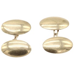 Pair of Antique George V Oval 9 kt Yellow Gold Gentleman's Cufflinks