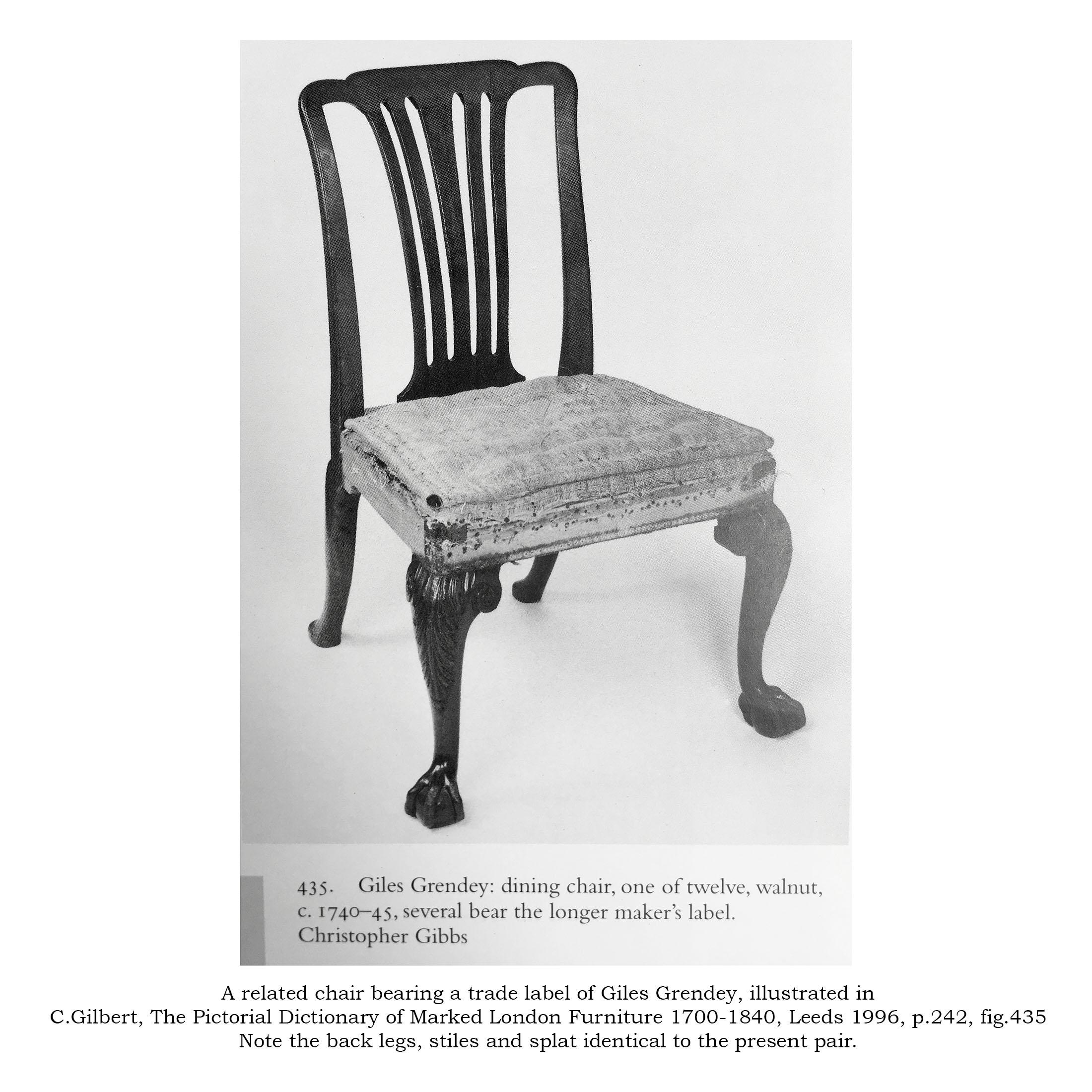 Paar antike georgianische Stühle, Giles Grendey zugeschrieben, zugeschrieben im Angebot 4