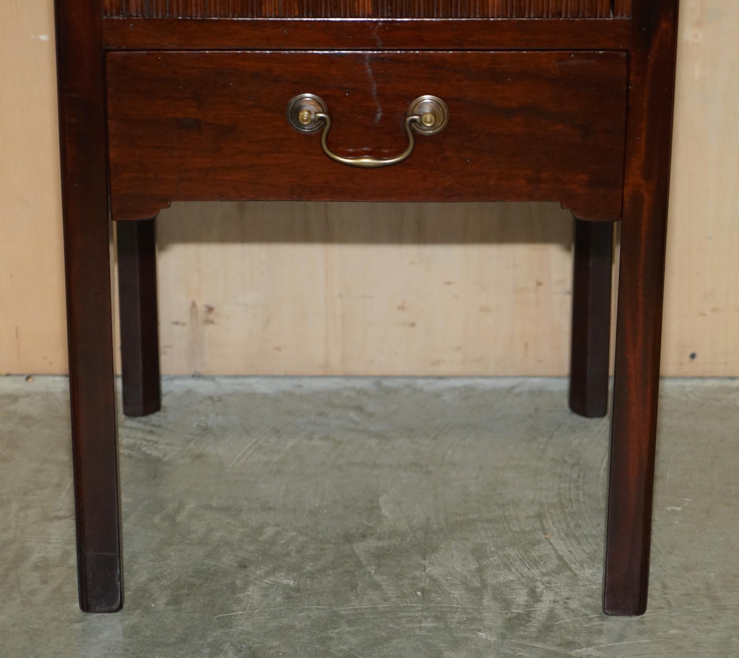 Early 19th Century Pair of Antique Georgian circa 1820 George III Tambour Bedside Table Commodes