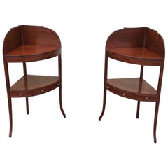Pair of Antique Georgian Corner Washstand Tables, Cabinets
