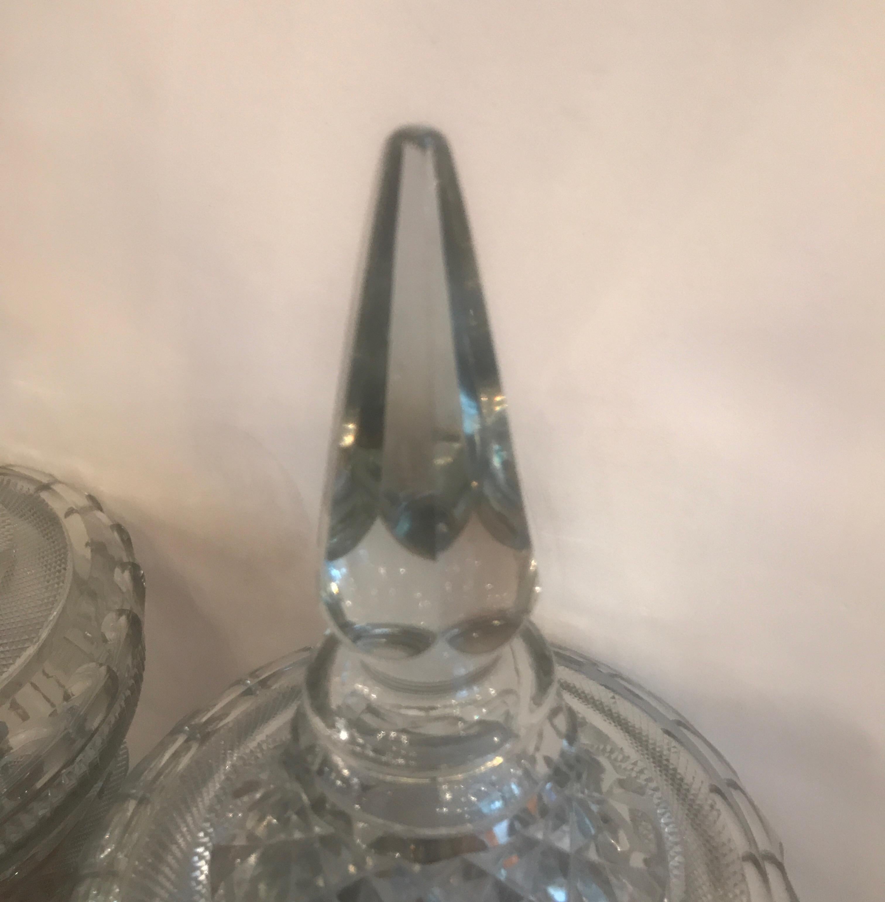 Pair of Antique Georgian Cut Glass Urns Jars 6