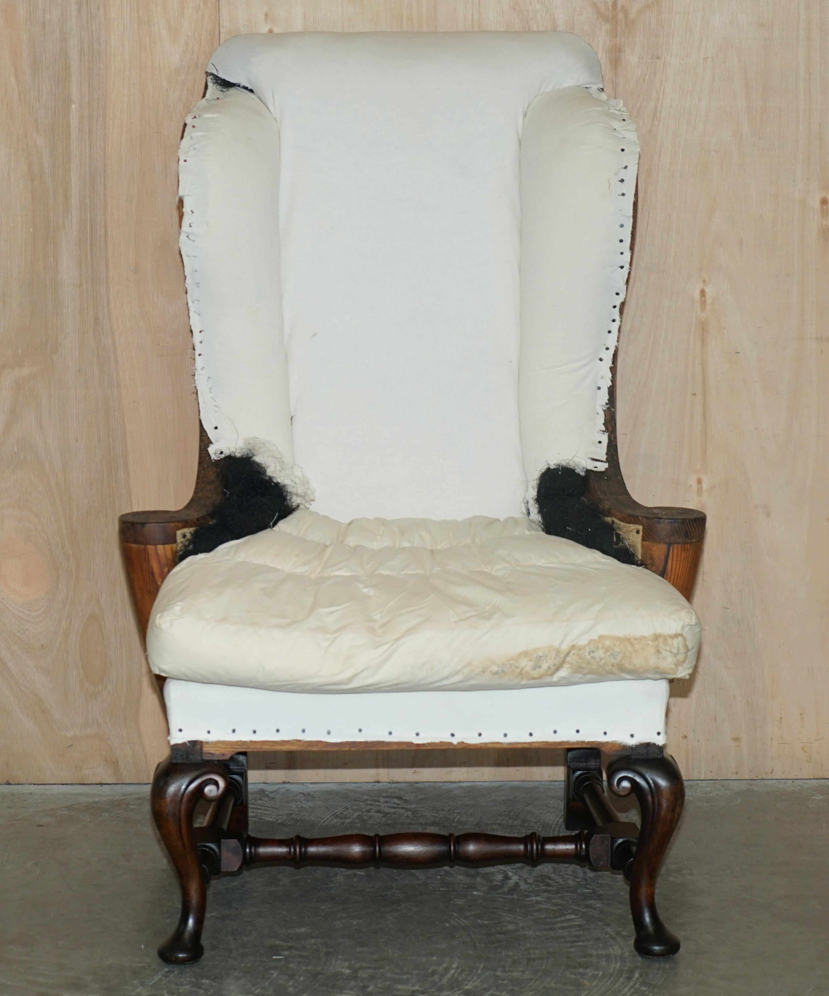 English Pair of Antique Georgian Deconstructed Wingback Armchairs William Morris Arms For Sale