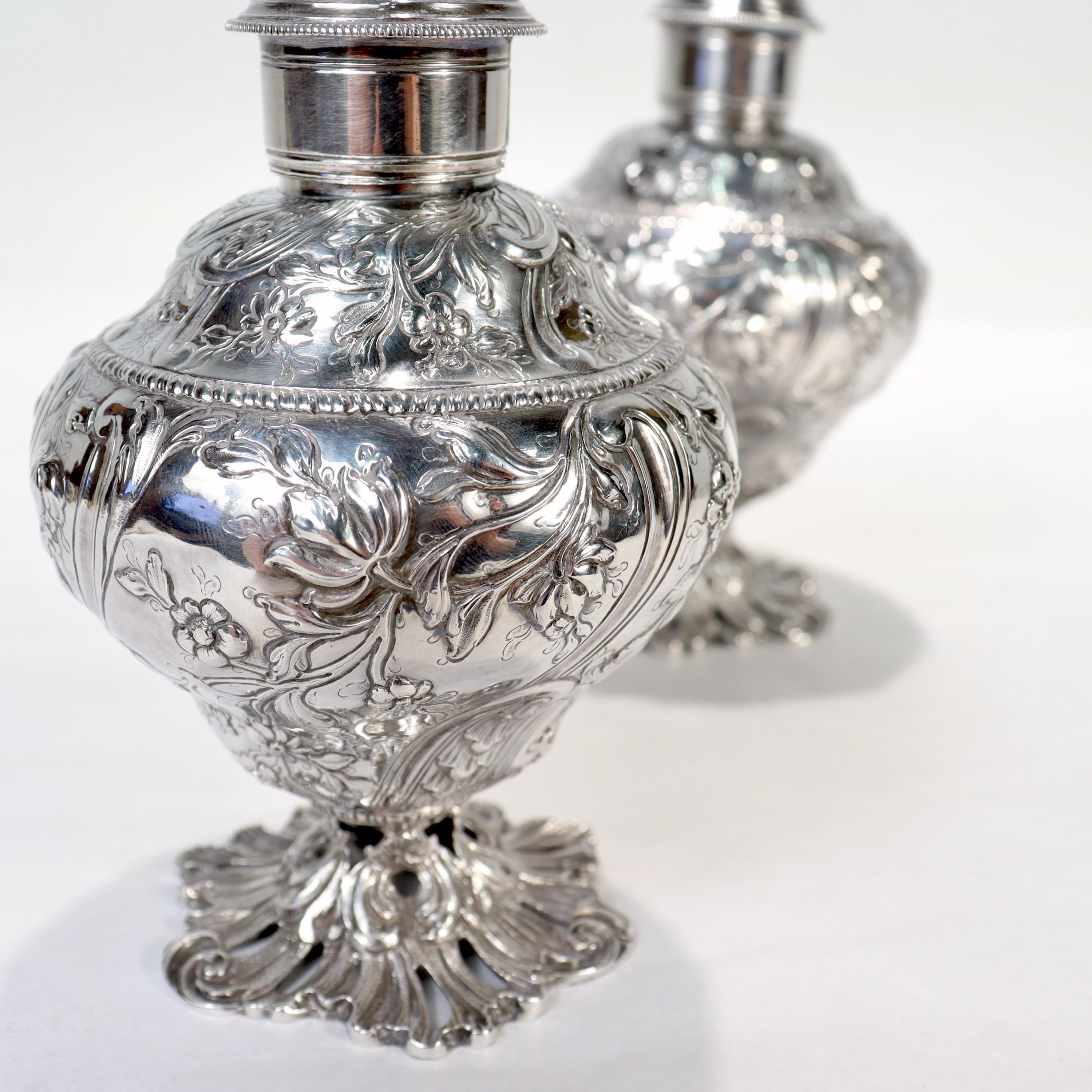 Pair of Antique Georgian English Sterling Silver Tea Caddies by Francis Crump For Sale 13