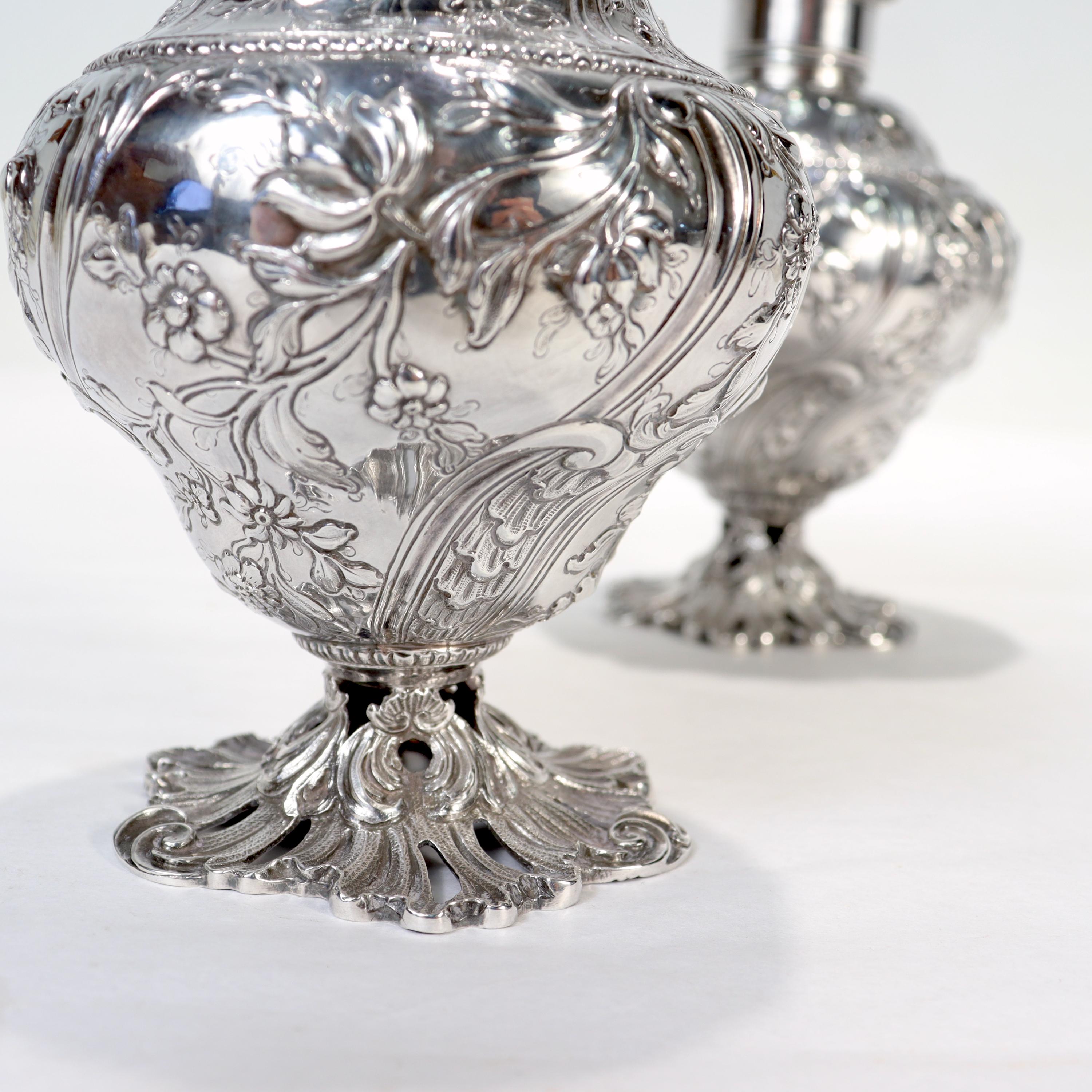Pair of Antique Georgian English Sterling Silver Tea Caddies by Francis Crump For Sale 14