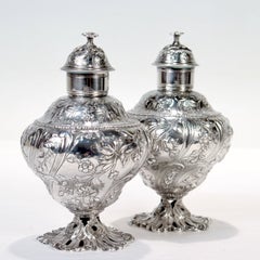 Pair of Antique Georgian English Sterling Silver Tea Caddies by Francis Crump
