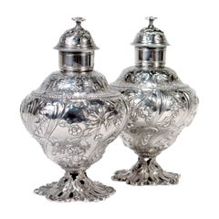 Paar antike georgianische englische Sterlingsilber-Teedose von Francis Crump