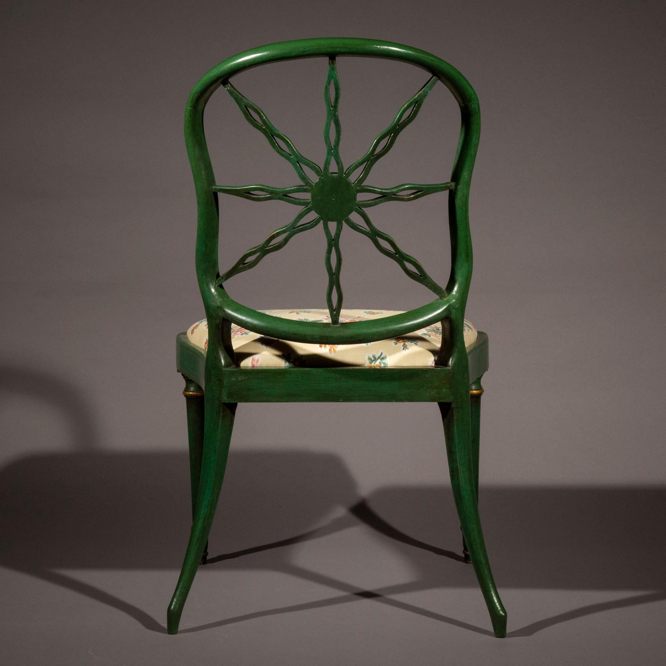 Pair of Antique Green Painted Chairs - 3 pairs available 2