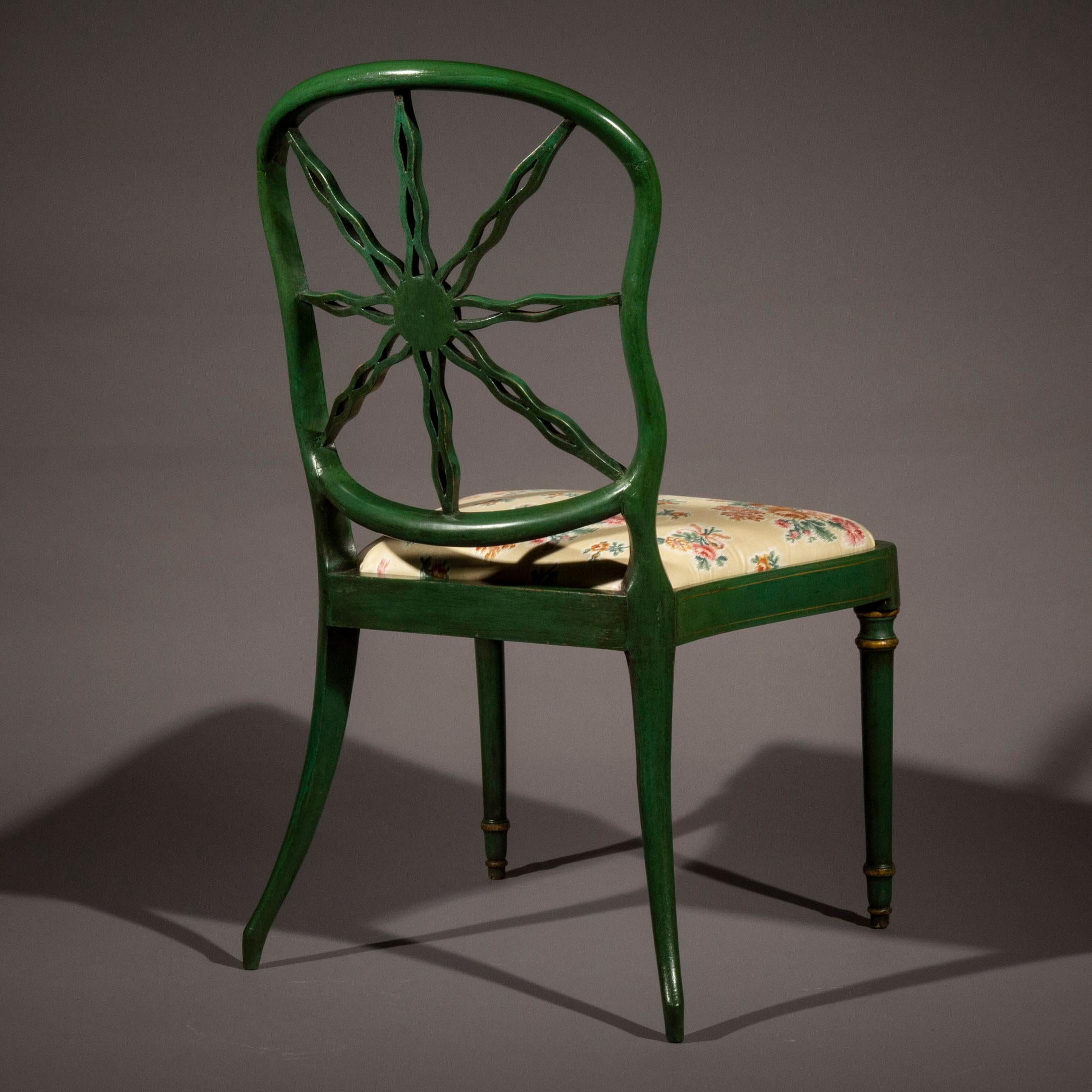 Pair of Antique Green Painted Chairs - 3 pairs available 1
