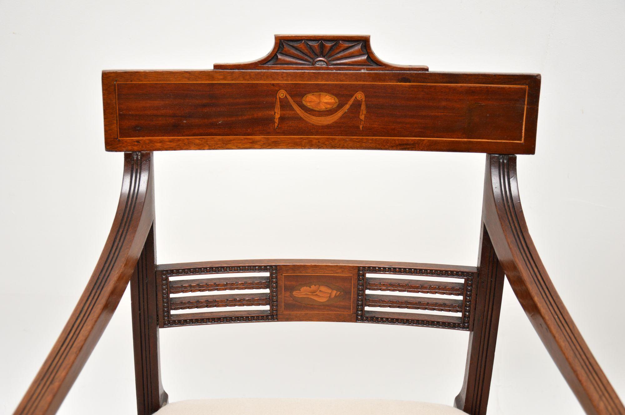 Inlay Pair of Antique Georgian Inlaid Armchairs