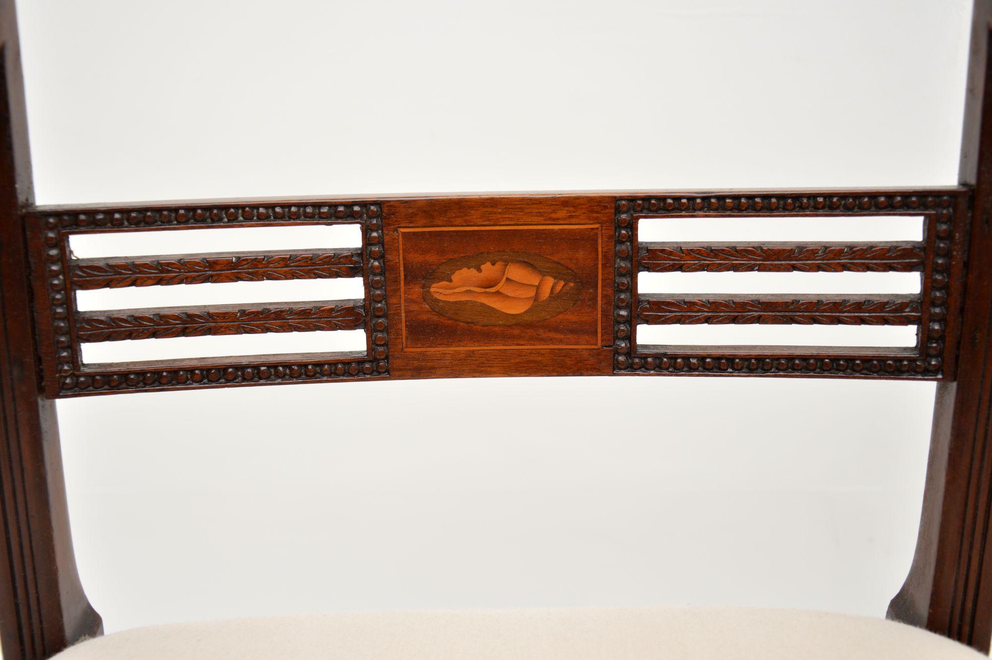 Wood Pair of Antique Georgian Inlaid Armchairs