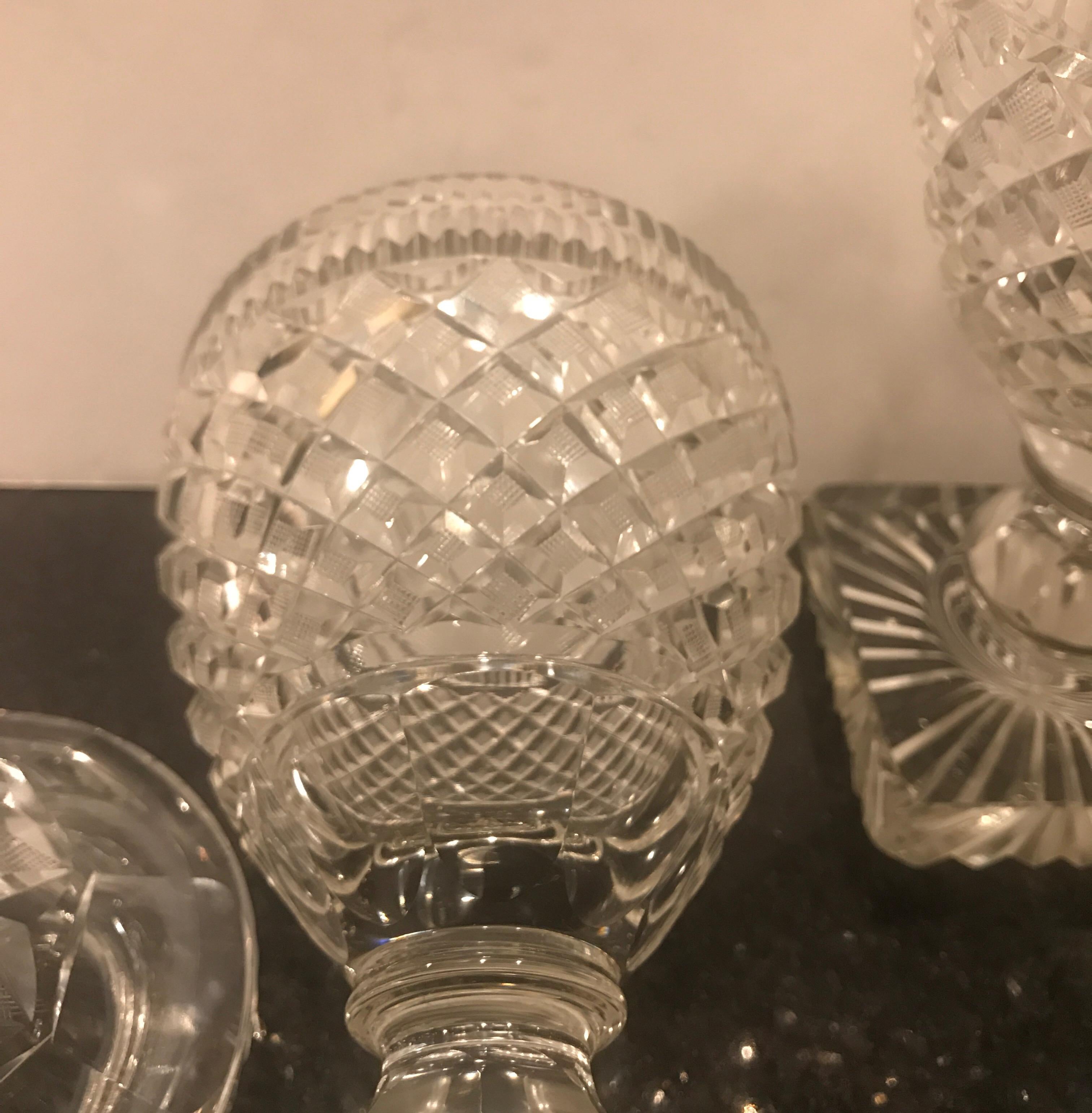 Pair of Antique Georgian Period Cut Glass Sweet Meat Urns, circa 1820 4