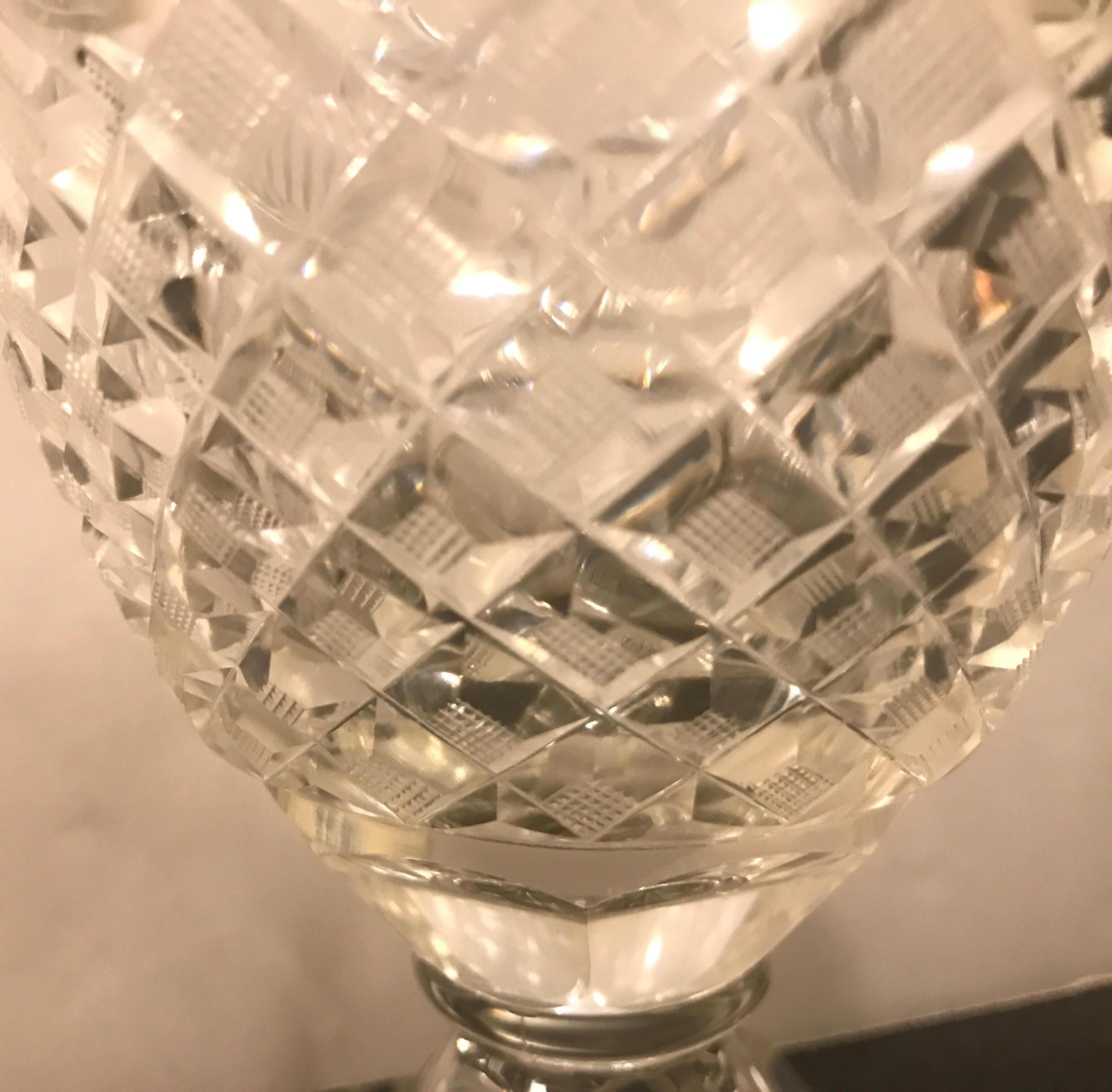 Pair of Antique Georgian Period Cut Glass Sweet Meat Urns, circa 1820 6