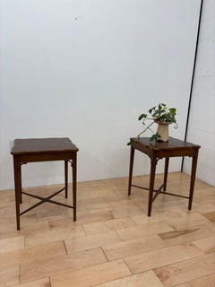 Pair of Antique Georgian Revival Mahogany Leather-Top Nightstands