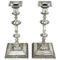 Pair of Antique Georgian Silver Candlesticks 1769 Ebenezer Coker Candle Holders