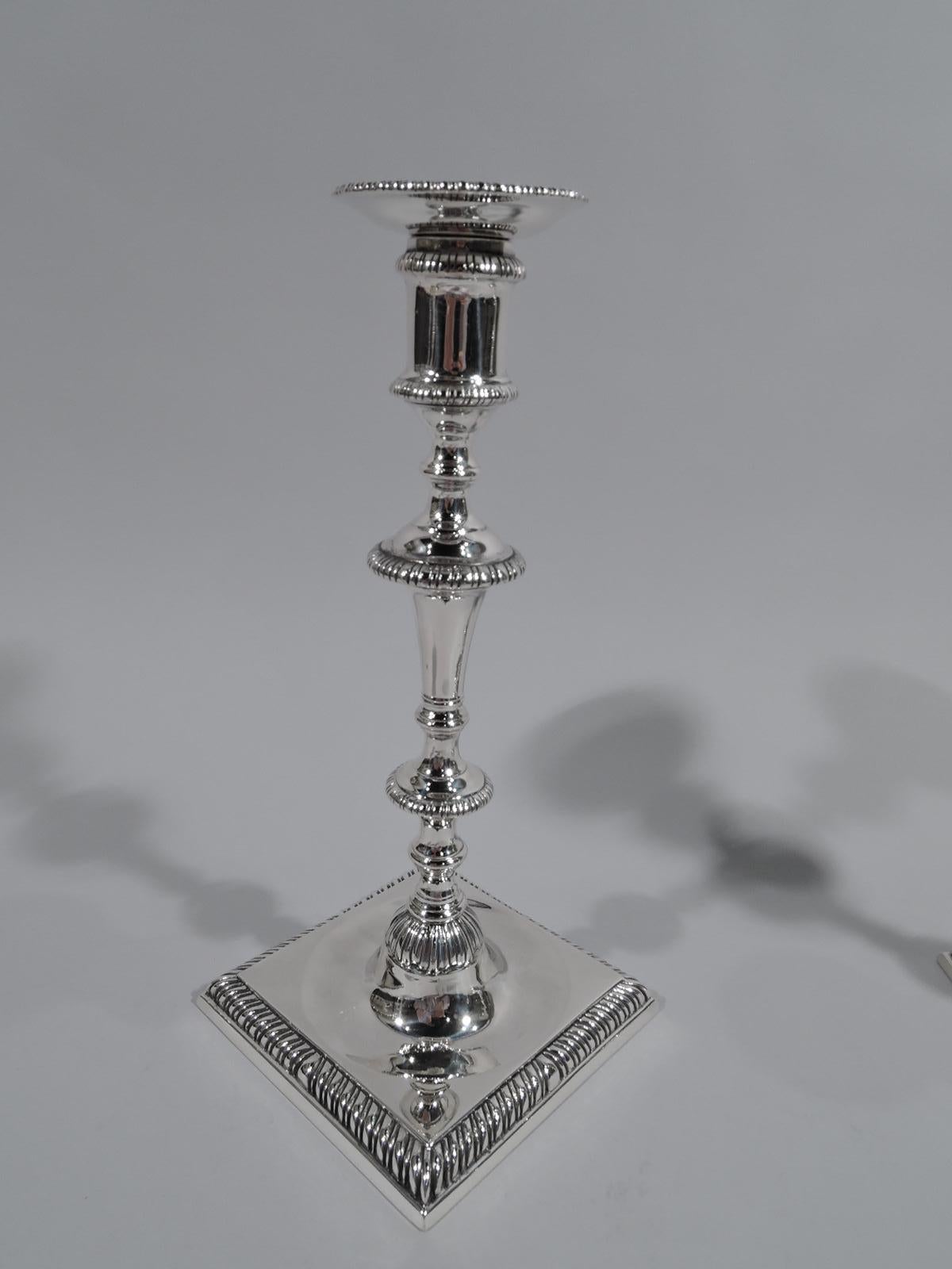 American Pair of Antique Georgian Sterling Silver Candlesticks by Crichton