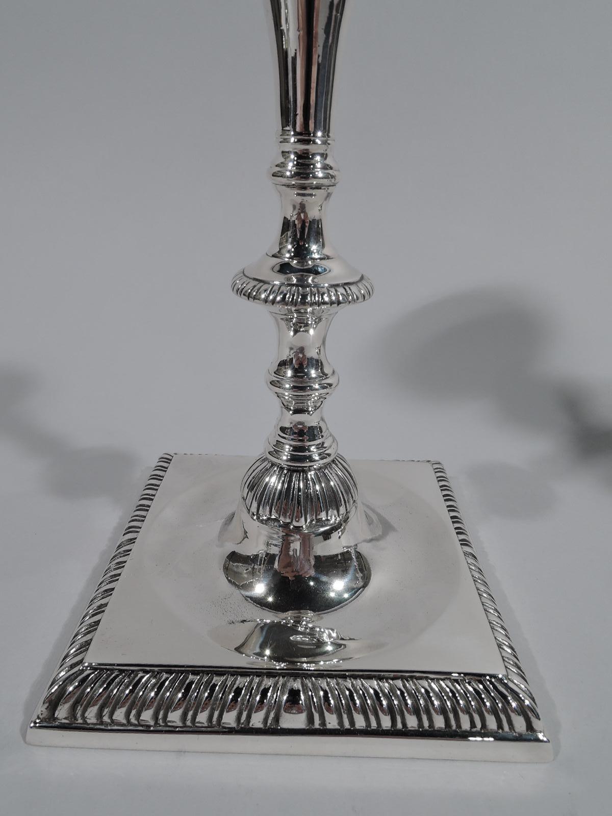 20th Century Pair of Antique Georgian Sterling Silver Candlesticks by Crichton