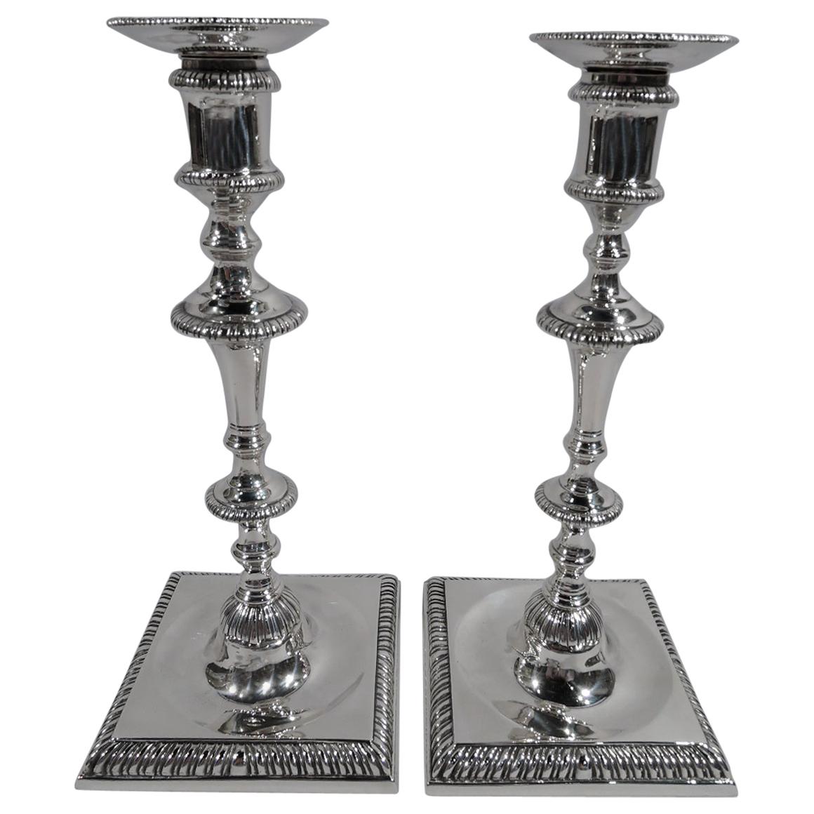 Pair of Antique Georgian Sterling Silver Candlesticks by Crichton