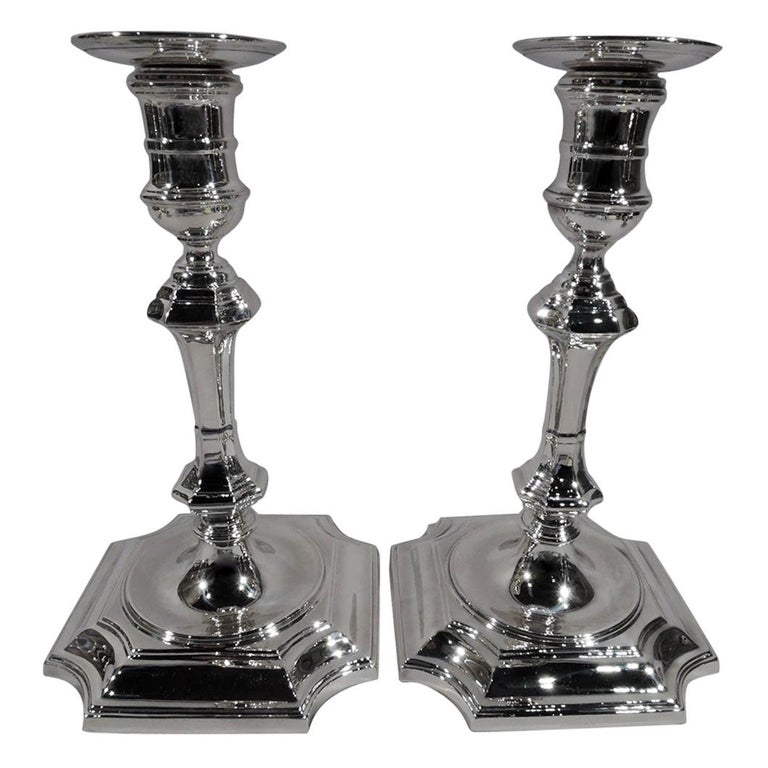 Pair of Antique Sterling Silver Candlesticks For Sale at 1stDibs