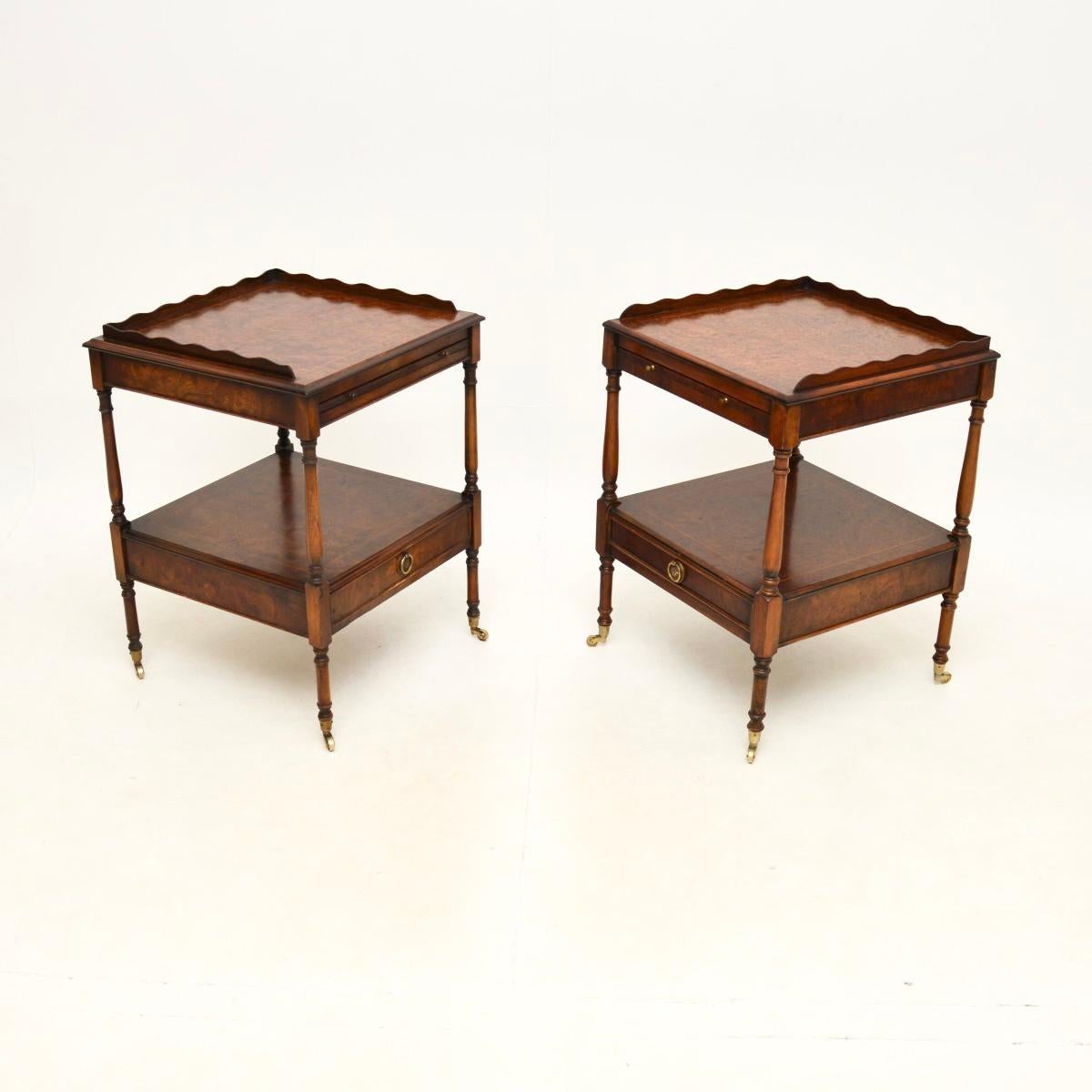 Pair of Antique Georgian Style Amboyna Side Tables In Good Condition In London, GB