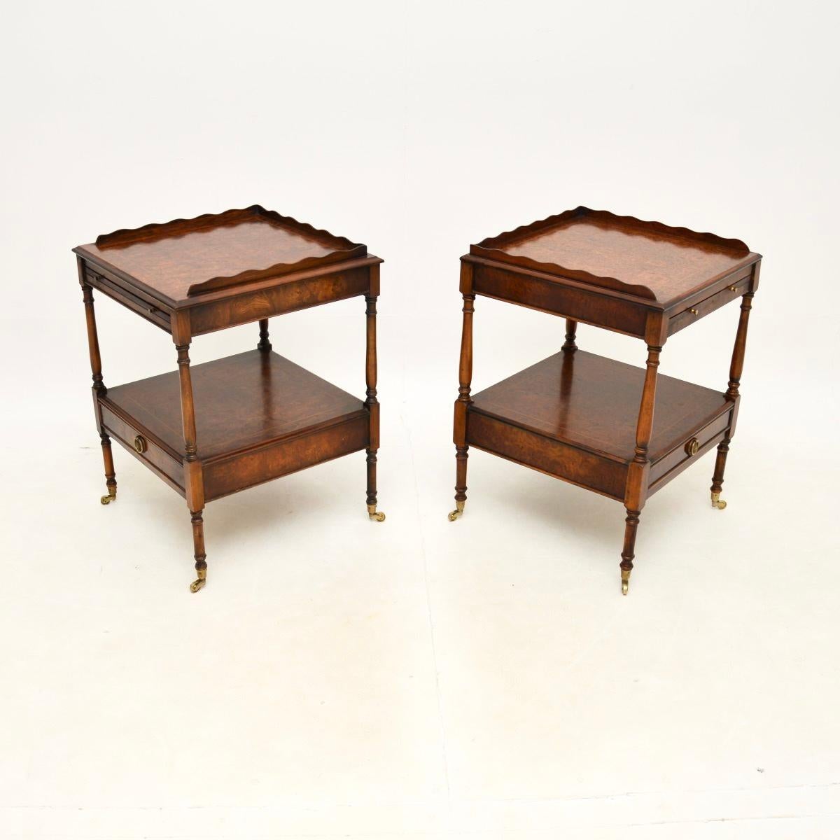 Mid-20th Century Pair of Antique Georgian Style Amboyna Side Tables