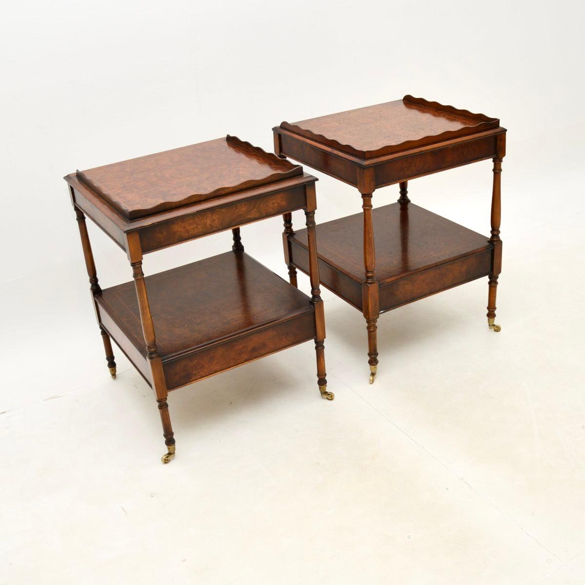 Pair of Antique Georgian Style Amboyna Side Tables 1