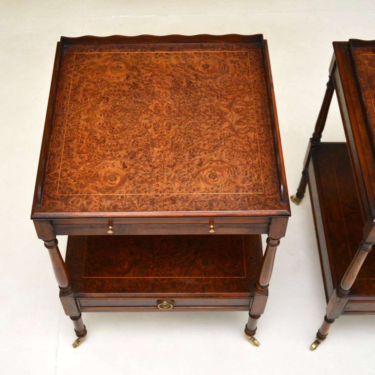 Pair of Antique Georgian Style Amboyna Side Tables 2