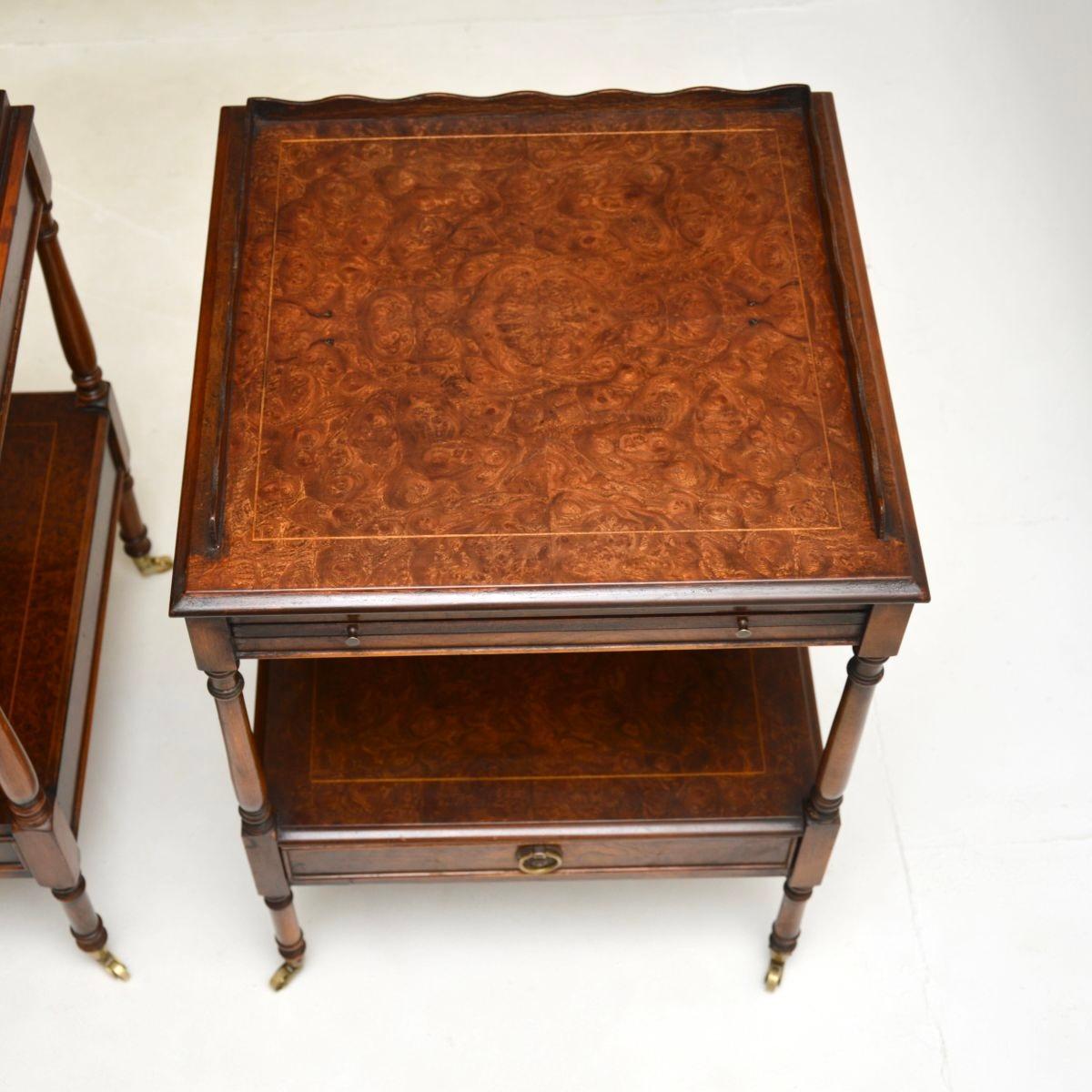 Pair of Antique Georgian Style Amboyna Side Tables 3