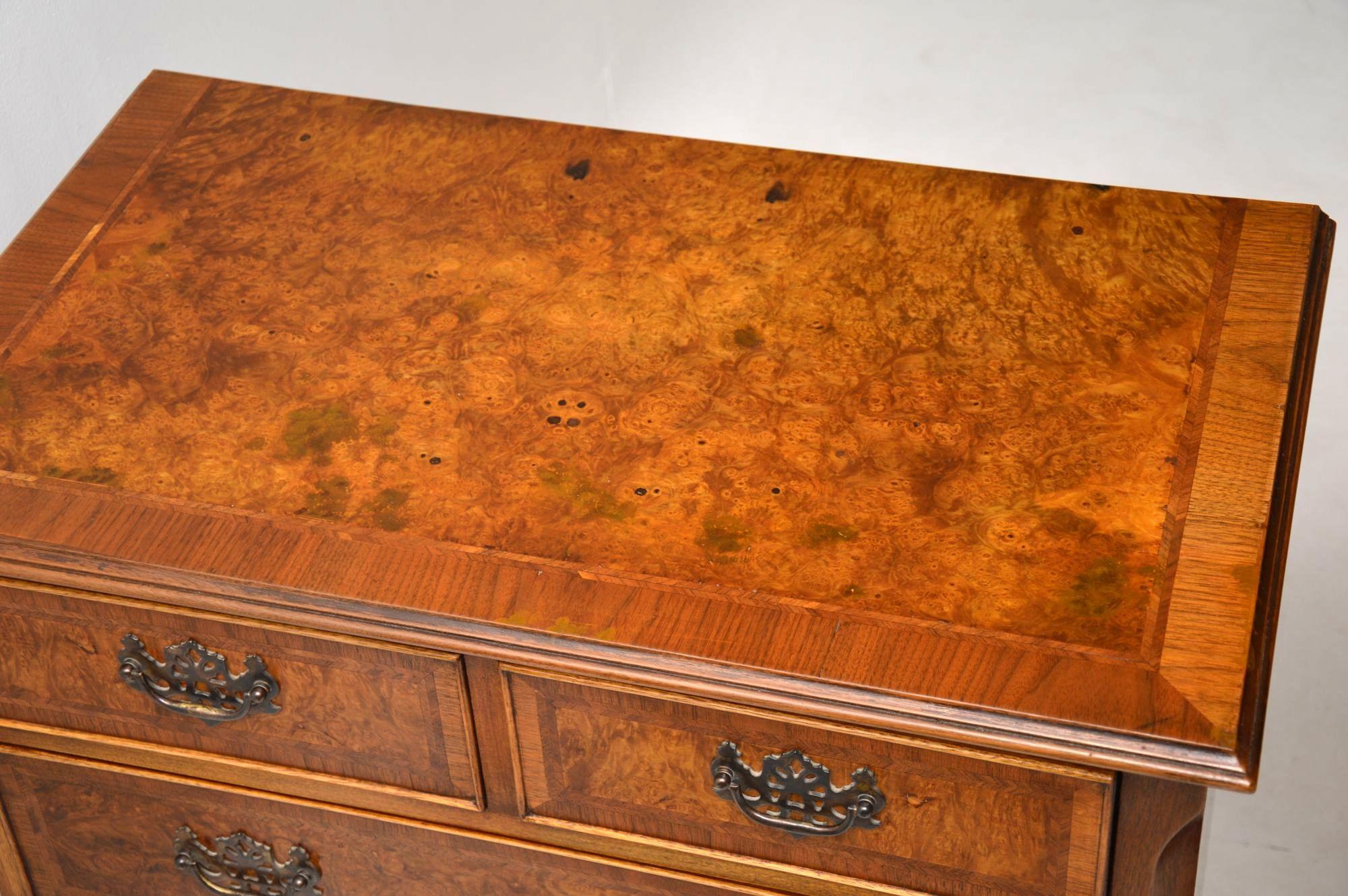 Pair of Antique Georgian Style Burr Walnut Chest of Drawers 6