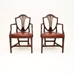 Pair of Antique Georgian Style Carver Armchairs