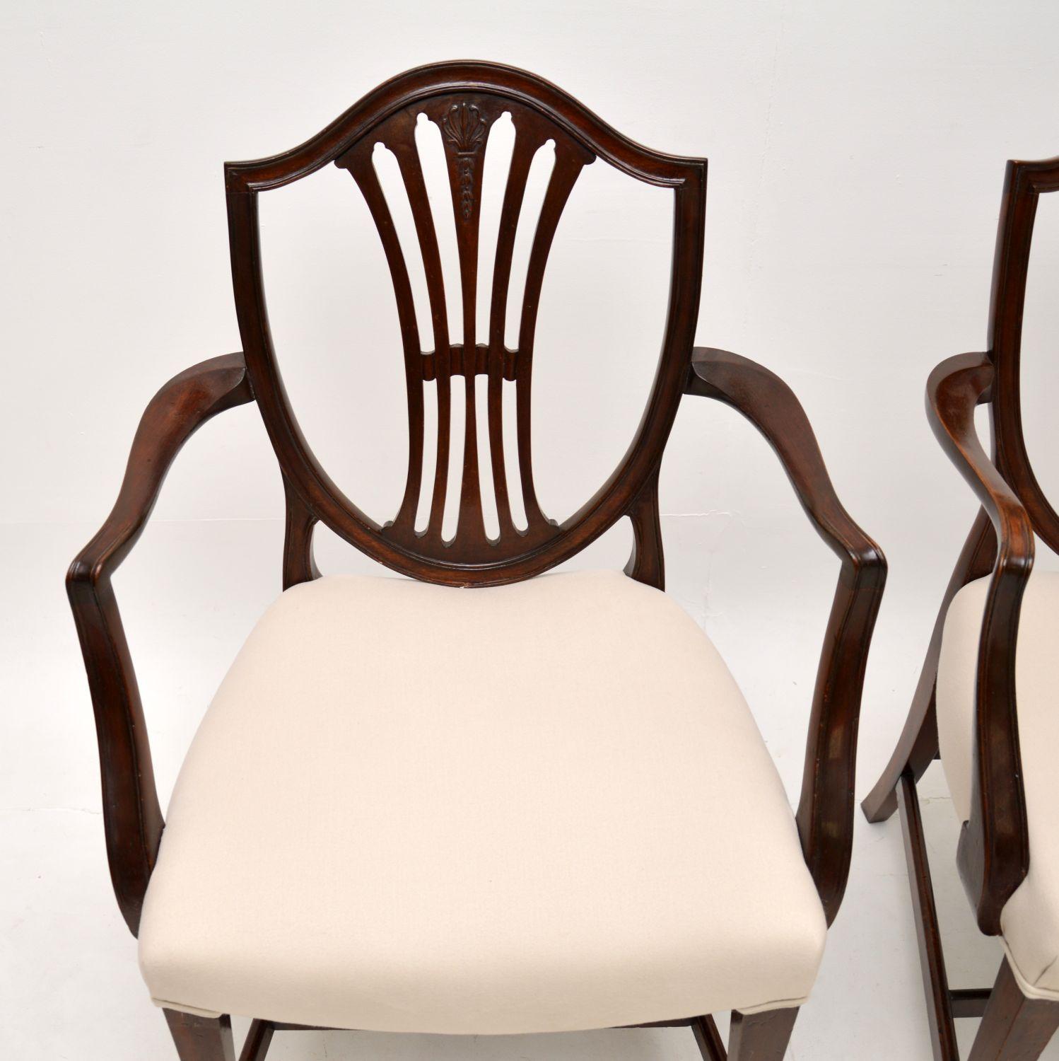 Early 20th Century Pair of Antique Georgian Style Carver Armchairs For Sale
