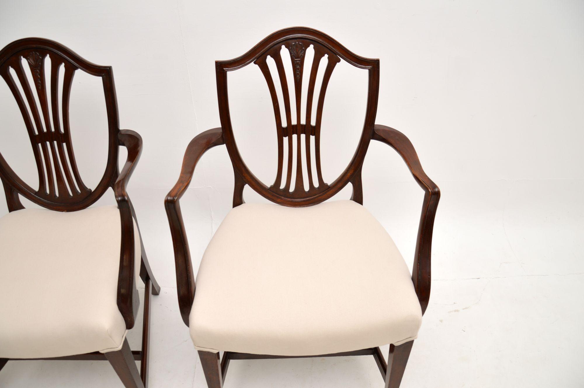 Fabric Pair of Antique Georgian Style Carver Armchairs For Sale