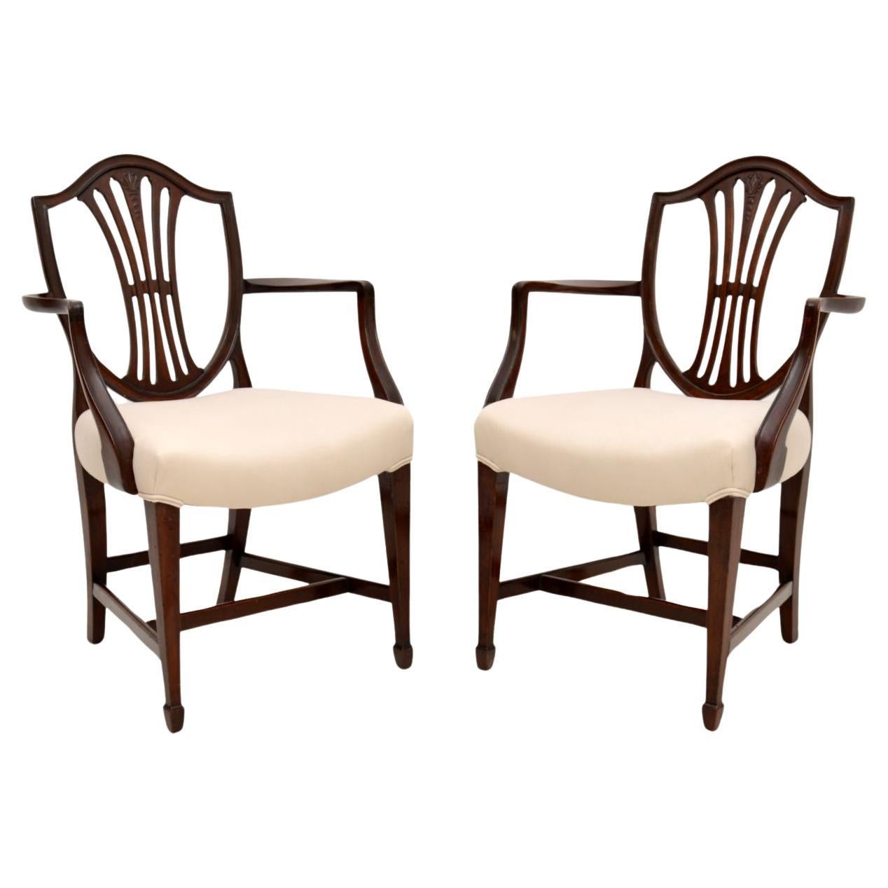 Pair of Antique Georgian Style Carver Armchairs For Sale
