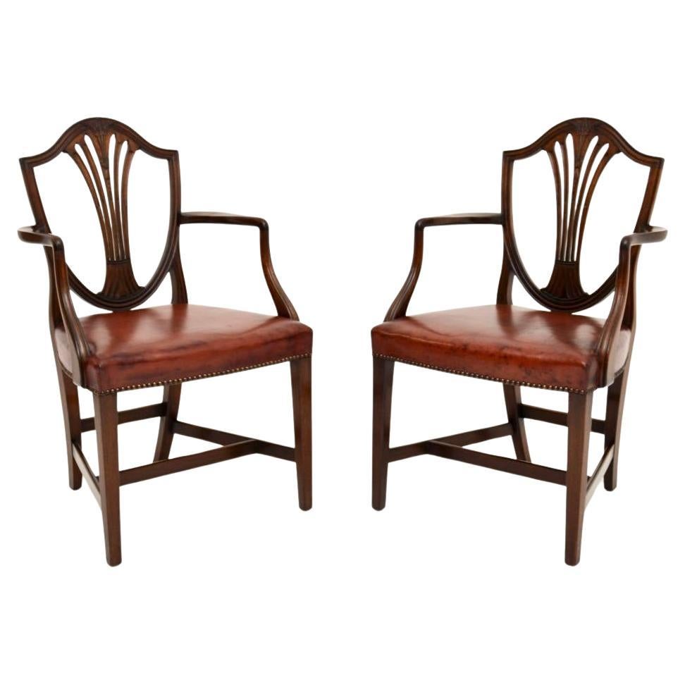 Pair of Antique Georgian Style Carver Armchairs
