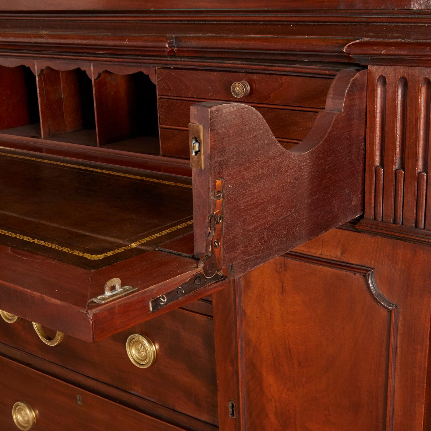Pair of Antique Georgian Style English Secretary Bookcases In Fair Condition In Morristown, NJ