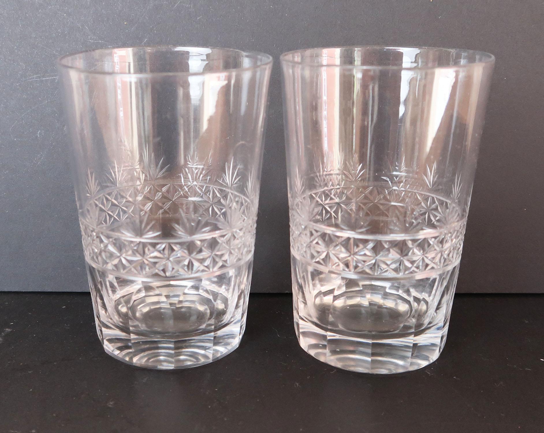 Edwardian Pair of Antique Georgian Style Glass Whisky Tumblers