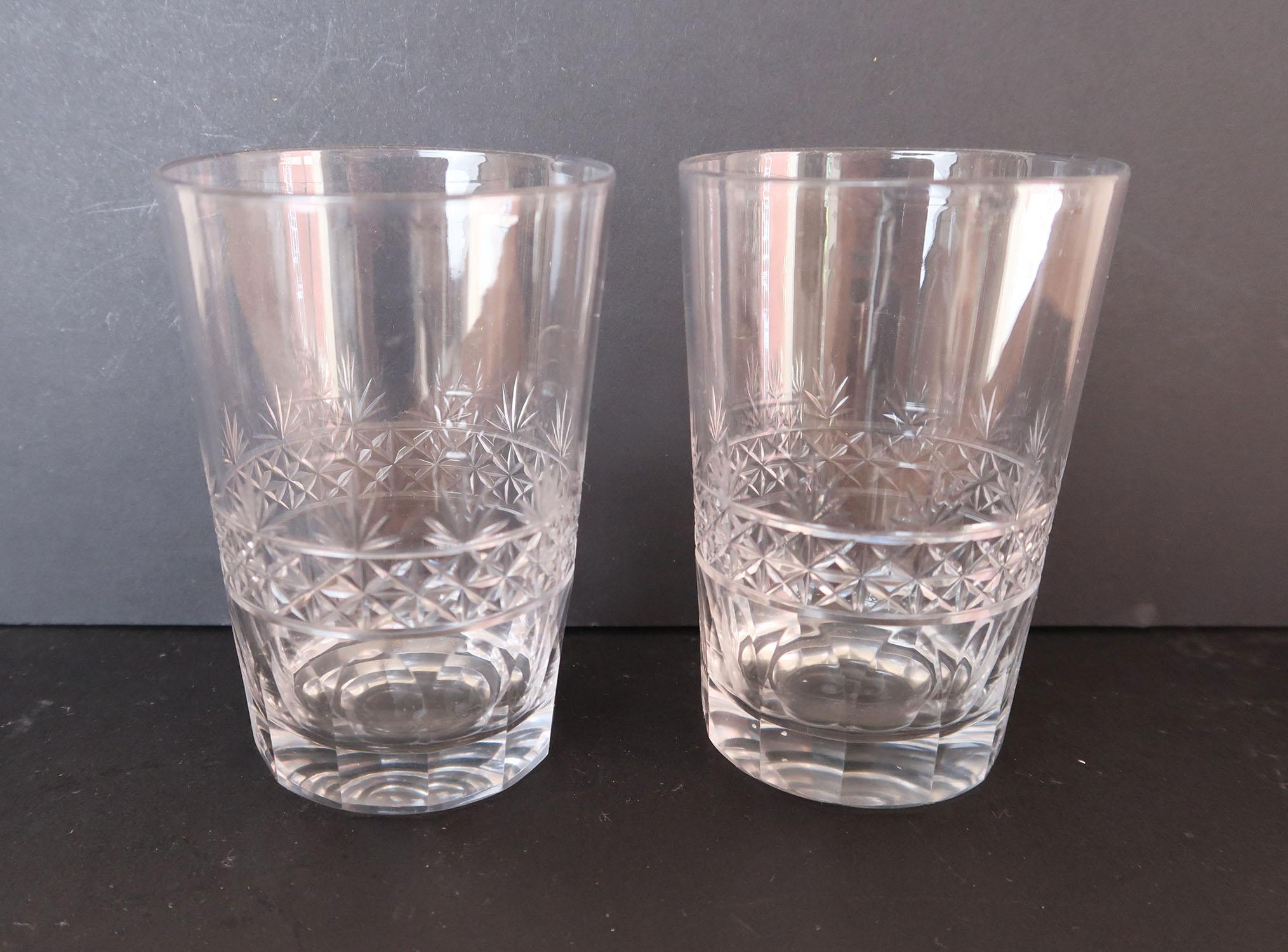 English Pair of Antique Georgian Style Glass Whisky Tumblers