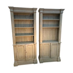 Pair of Antique Georgian Style Grey Painted Bookcases