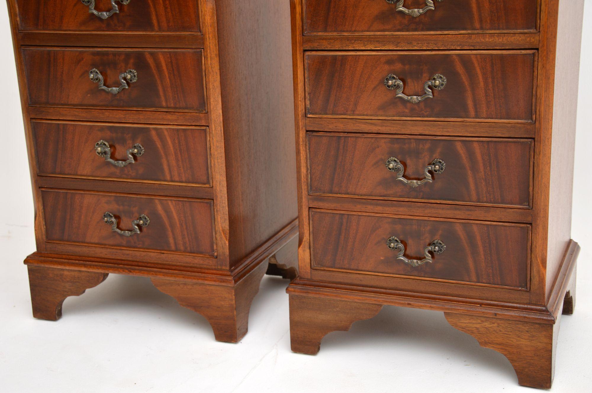 Pair of Antique Georgian Style Inlaid Bedside Chests 1