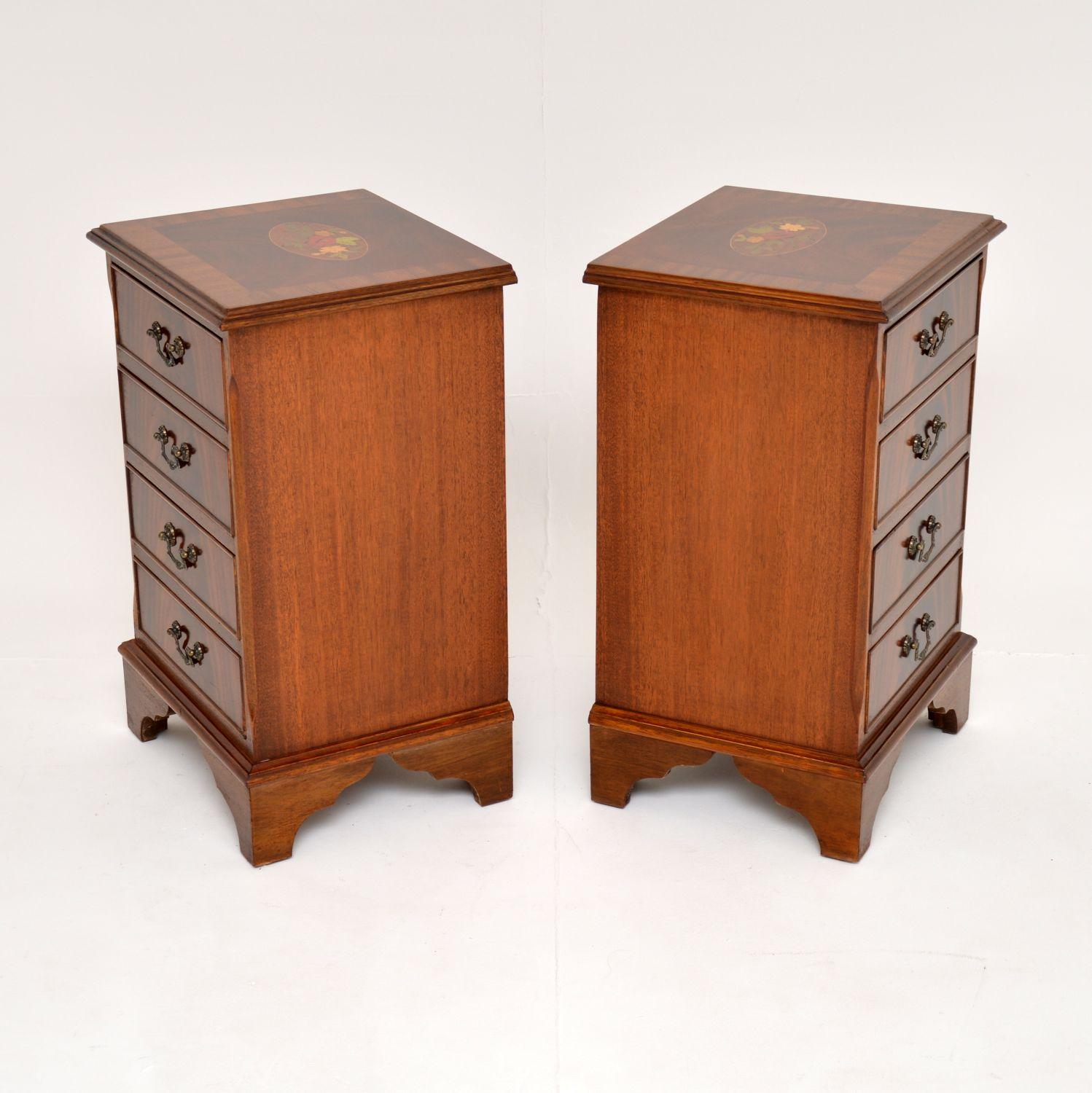 Pair of Antique Georgian Style Inlaid Bedside Chests 3