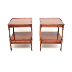 Pair of Antique Georgian Style Inlaid Satin Wood Side Tables