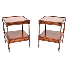 Pair of Antique Georgian Style Inlaid Satin Wood Side Tables