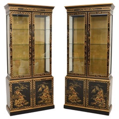 Pair of Antique Georgian Style Lacquered Chinoiserie Bookcases