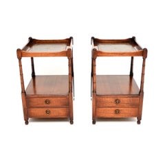 Pair of Antique Georgian Style Leather Top Side Tables