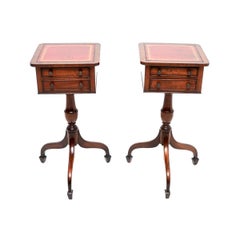 Pair of Antique Georgian Style Leather Top Side Tables