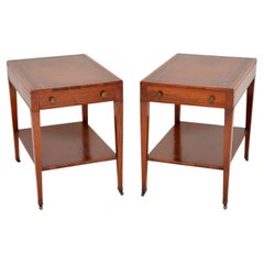 Pair of Antique Georgian Style Leather Top Side Tables