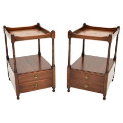 Pair of Antique Georgian Style Leather Top Side Tables