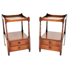 Pair of Antique Georgian Style Leather Top Side Tables